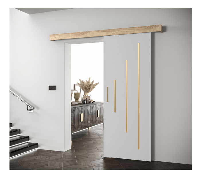Klizna vrata 90 cm Sharlene Y (bijela mat + hrast sonoma + zlatna)