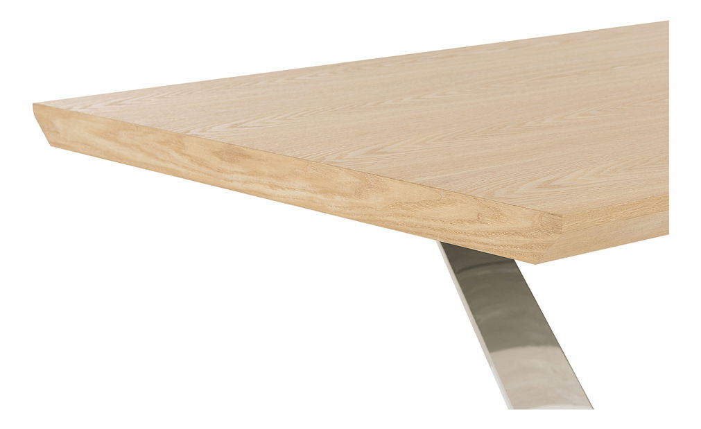 Jedálenský stôl BONTOVA (svetlé drevo + strieborná) (pre 6 osôb)