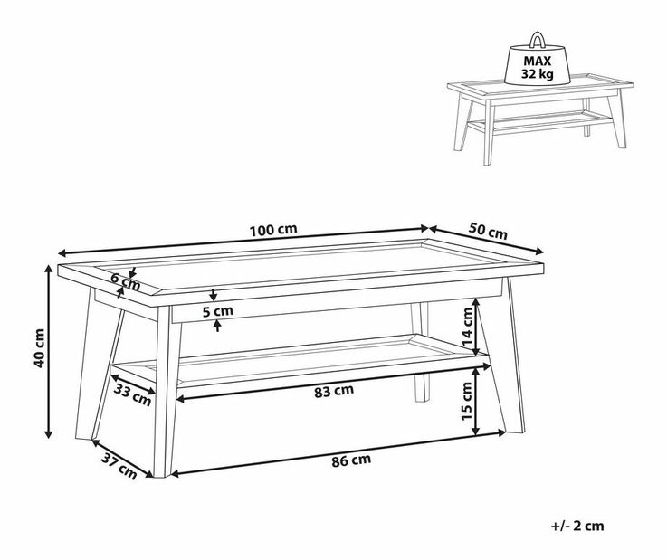 Konferenčný stolík Sachiko (svetlé drevo) 