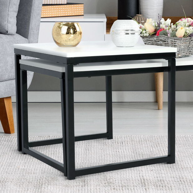 Set 2 buc mese de cafea Kastty typ 2 (alb + negru) 