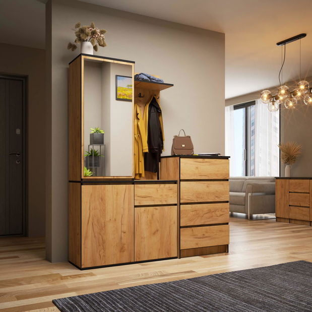 Predsieňová zostava Enteruno (dub craft) (so zrkadlom)