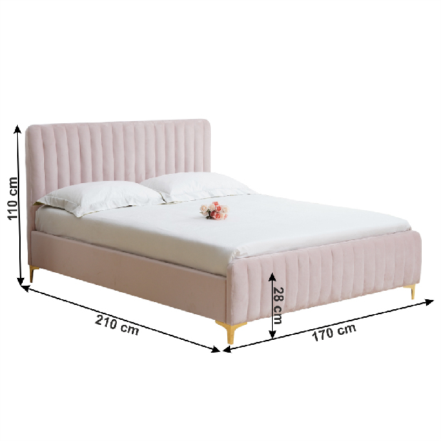 Bračni krevet 160 cm Karilla (ružičasta) (s podnicom) *
