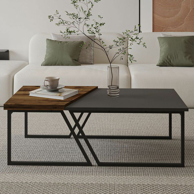 Set stolića za kavu Veronico (antracit + rustikalni orah)