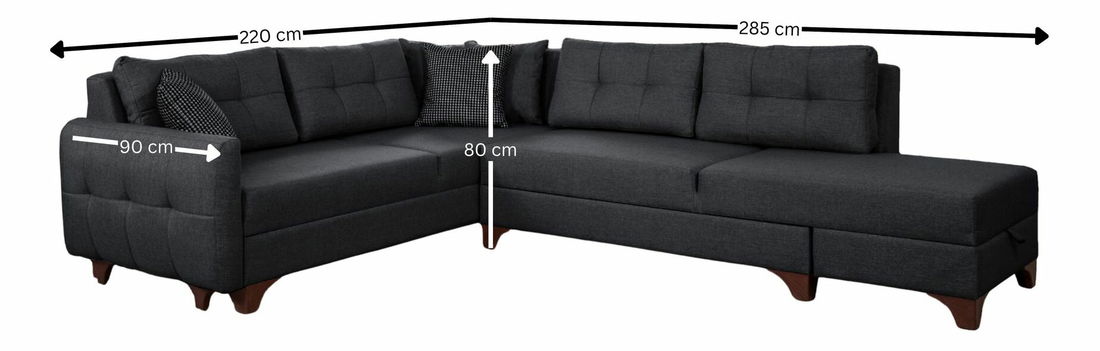 Rohová sedačka Clof (antracit) (L)
