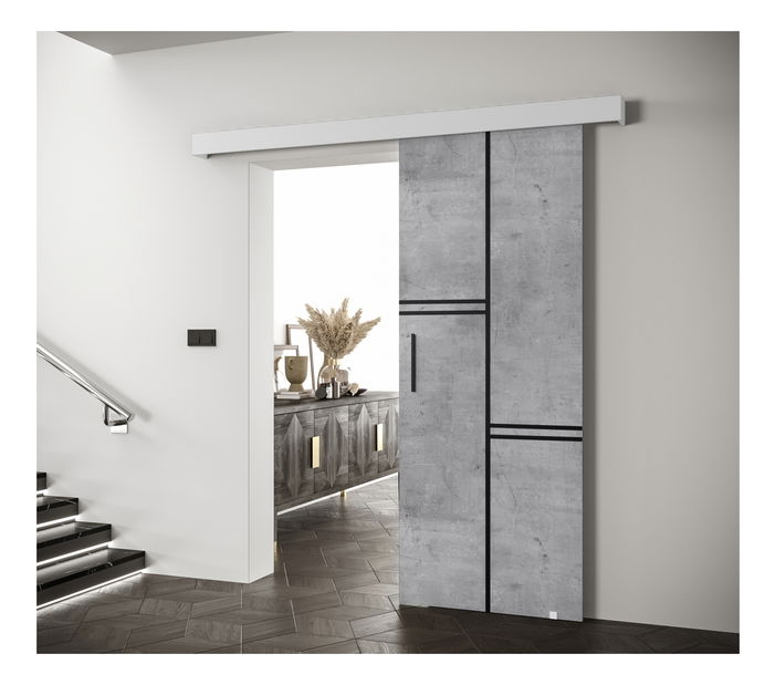 Tolóajtó 90 cm Sharlene VIII (beton + matt fehér + fekete)