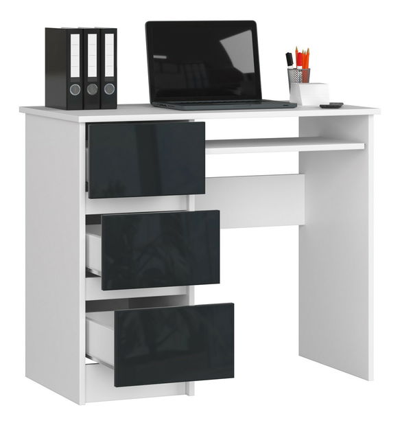 PC asztal Benicio (fehér + fényes grafit) (B)