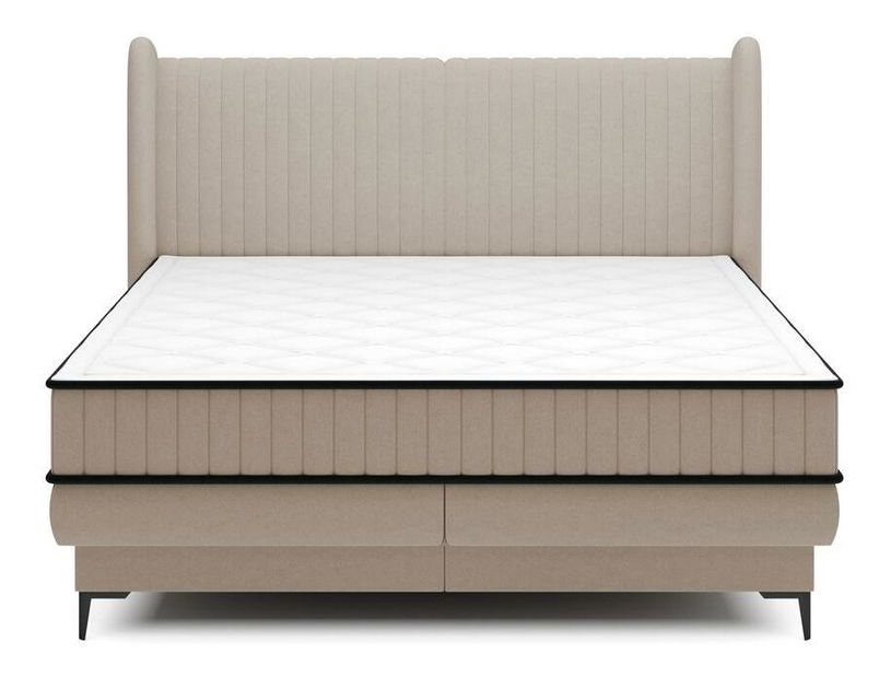 Kontinentális franciaágy 140 cm Dalmo 140 (ágyráccsal) (tárolóhellyel) (közepes bézs + fekete)