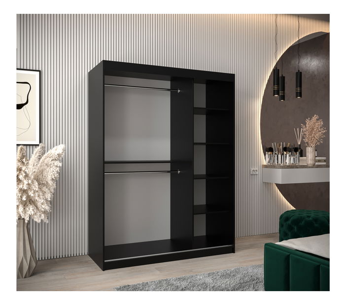 Dulap de haine 150 cm Toki 2 (negru mat + stejar sonoma)