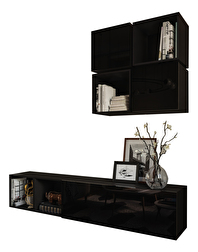 Mobilier living Berny 43 (negru + negru lucios)