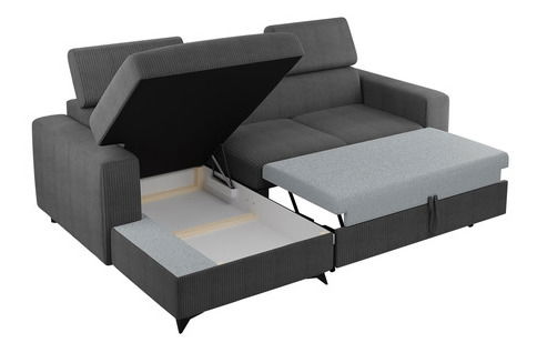 Kutna garnitura Laviosuna Premium (siva) (s prostorom za odlaganje) (D)