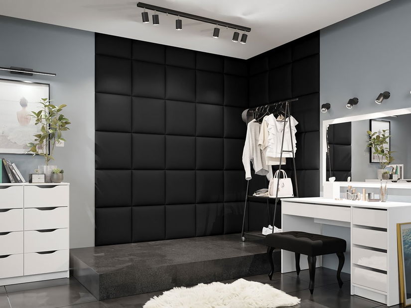 Tapeciran zidni panel Pazara 42x42 (ekokoža soft 011 (crna))