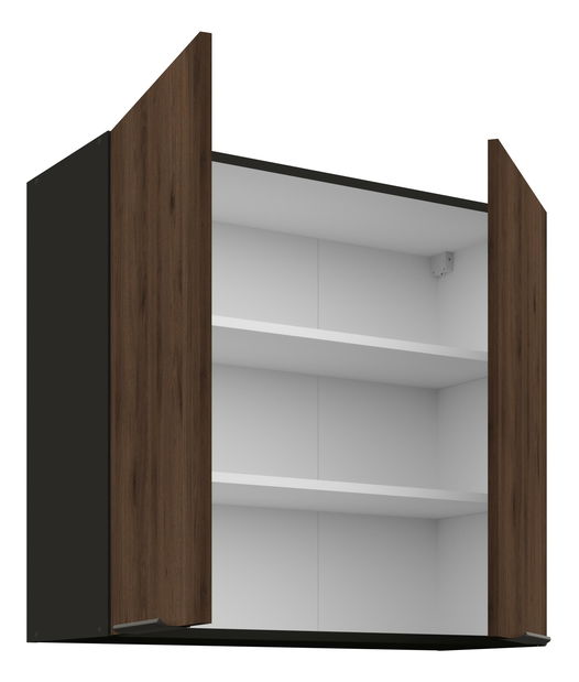 Dulap superior de bucătărie Manana 80 G 72 2F (Cadru: negru mat + front: nuc okapi)