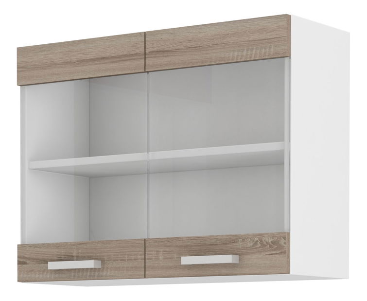 Dulap superior bucătărie Domton 80 G 60 (alb + stejar sonoma trufă)