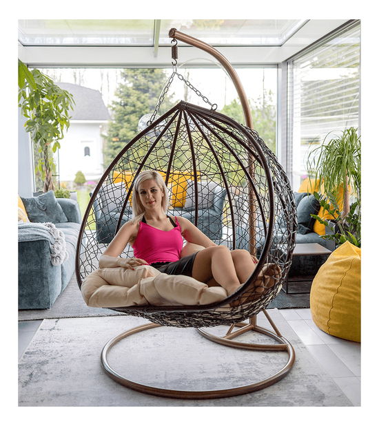 Felakasztható 2 személyes hintafotel Dali (barna + krém) *kiárusítás