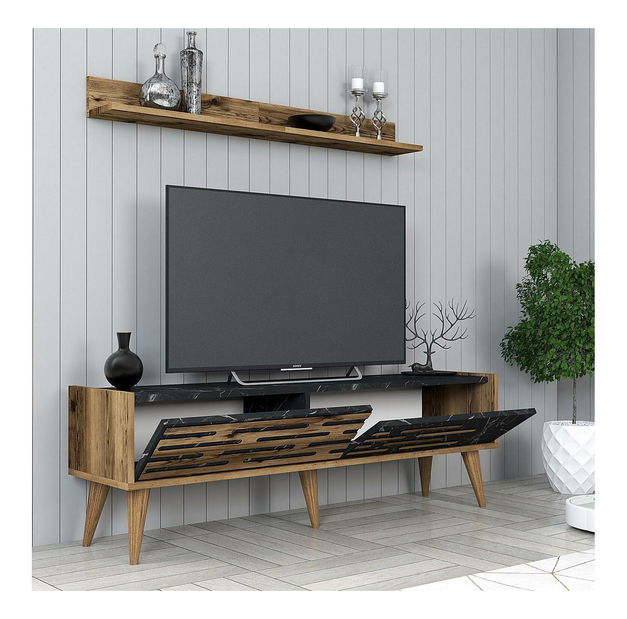 Nappali fal Valencia (dió + fekete márvány)