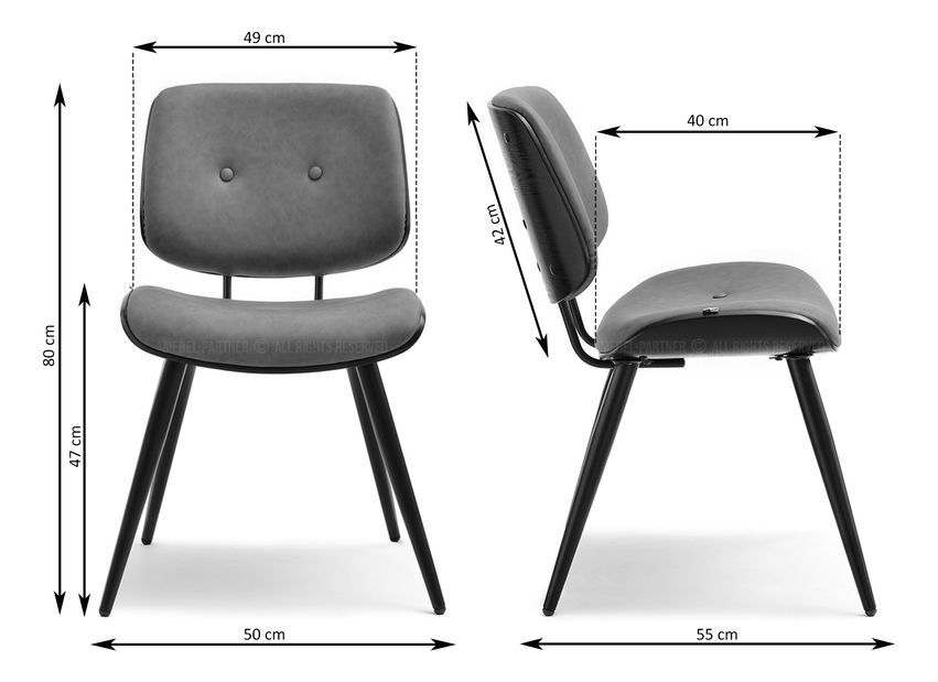 Stolička Grimo (dub + grafit + čierna)