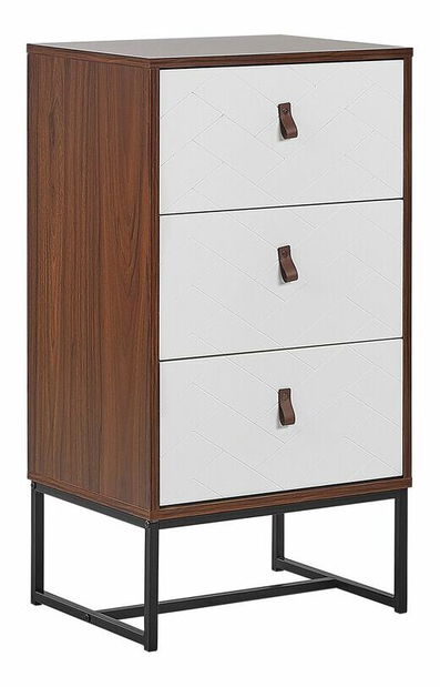 Komoda NAVVEA (tmavé drevo + biela)