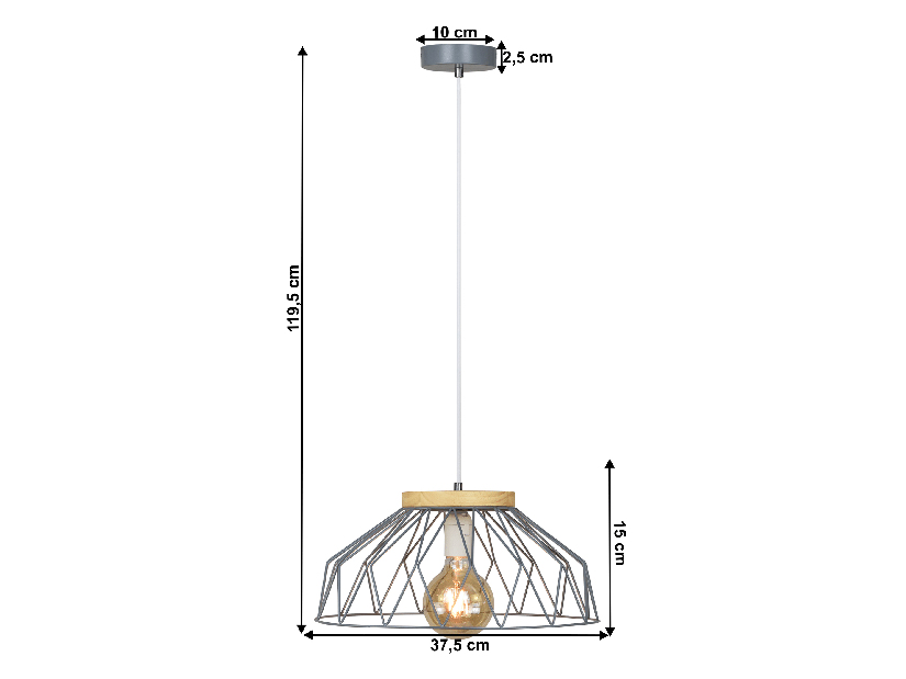 Függő lampa Tarok (szürke + természetes)