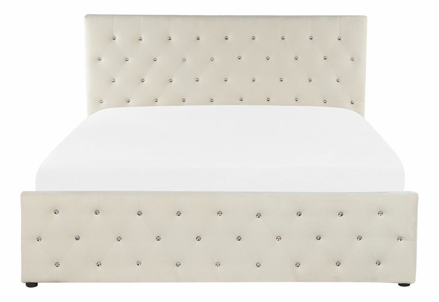 Pat matrimonial 140 cm AMESIA (bej) (cu somieră și sp. depozitare)