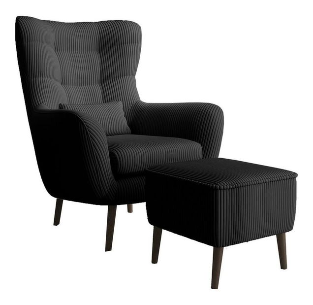 Kreslo s podnožkou Veneza VZ2 (čierna + čierna)