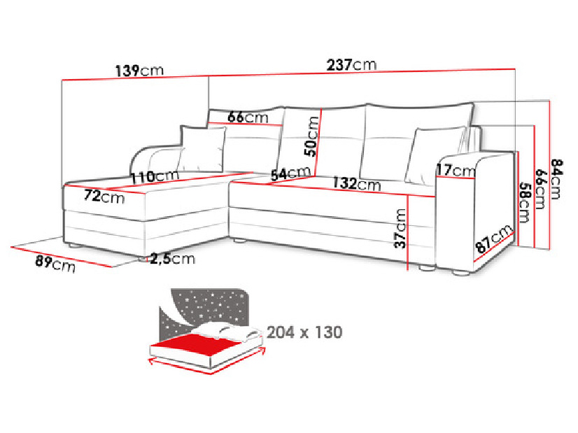 Sofa na razvlačenje Nyx (Lux 23 + Lux 05)