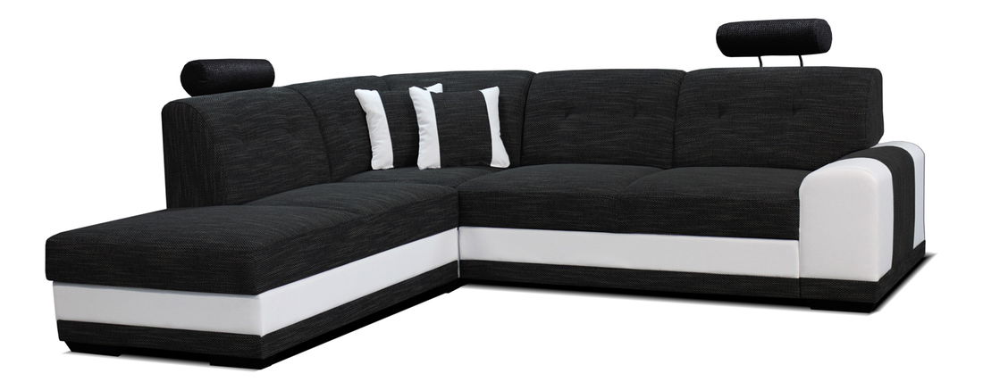 Rohová sedačka Bella II L+2F (čierna + biela) (L)