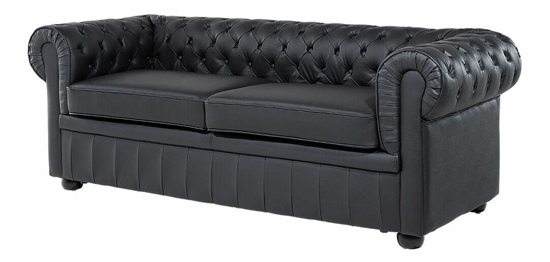 Kožna sofa trosjed Chichester (crna)
