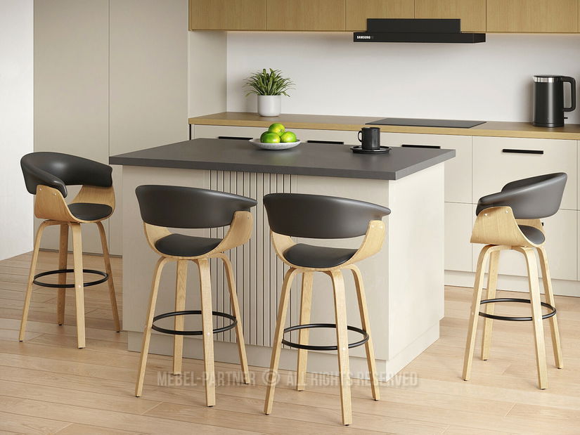 Scaun bar Elynah 65 (negru + stejar)