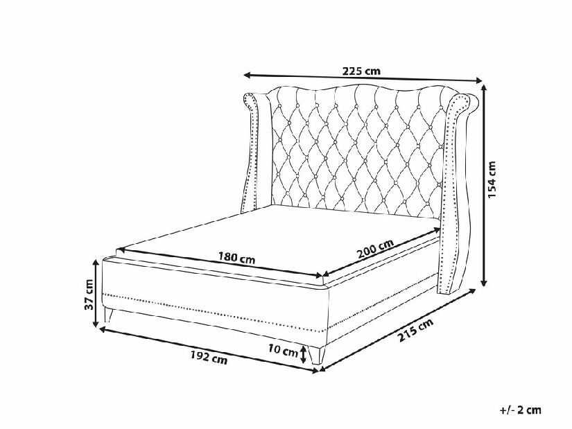 Manželská posteľ 180 cm ATREY (polyester) (sivá) (s roštom)