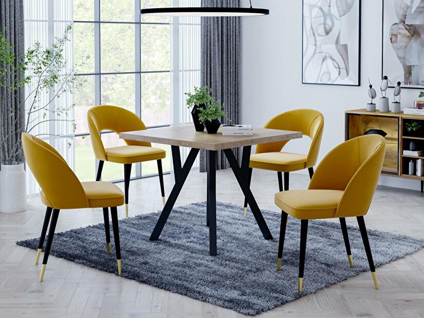 Set sufragerie Tavarat (galben + negru + stejar sonoma + auriu)
