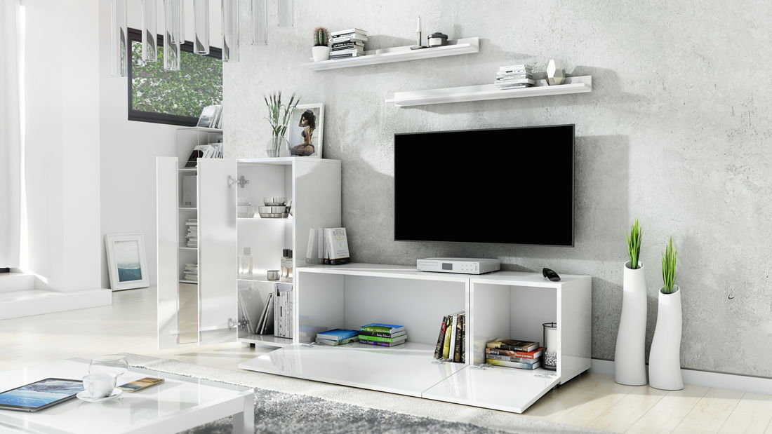 Mobilier living Berny 40 (alb + alb lucios)