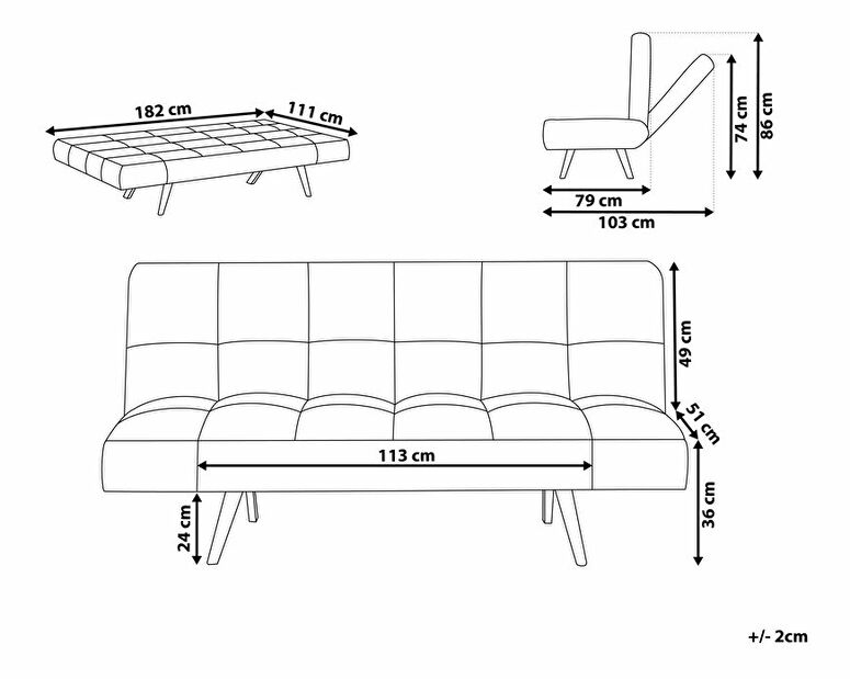 Sofa trosjed Imatra (tamno siva)