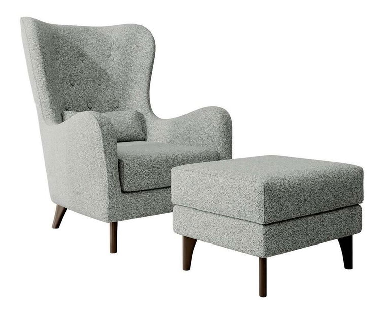 Fotel lábtartóval Calimero II (világosszürke + wenge)