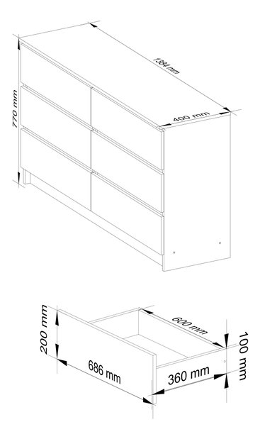 Comodă cu sertare Kuwait 3D 3D (dub craft)