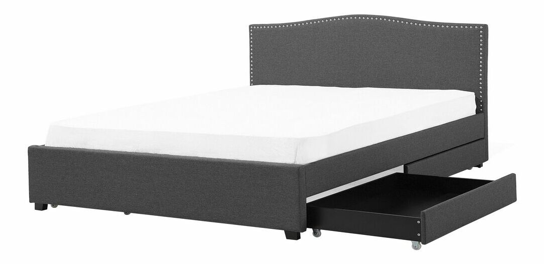 Manželská posteľ 180 cm MONTHY (s roštom a úl. priestorom) (sivá)