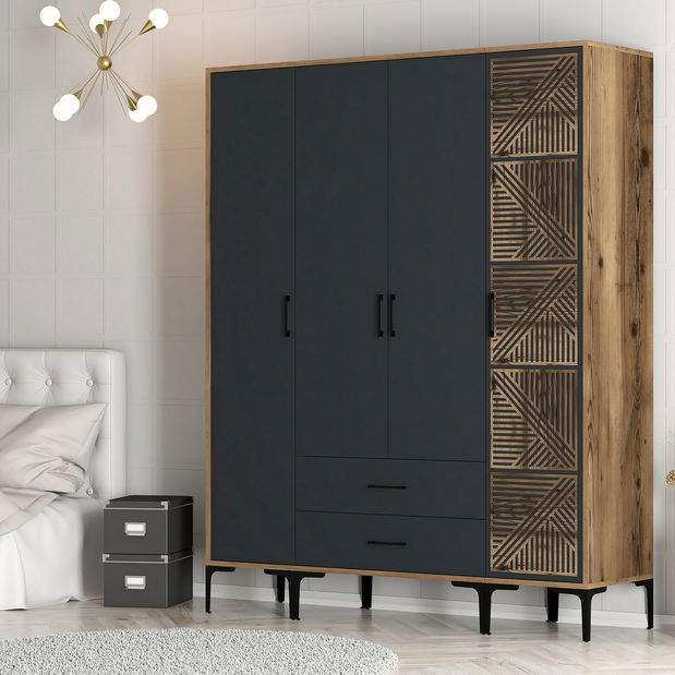 Šatníková skriňa Kiara STP (orech + antracit)