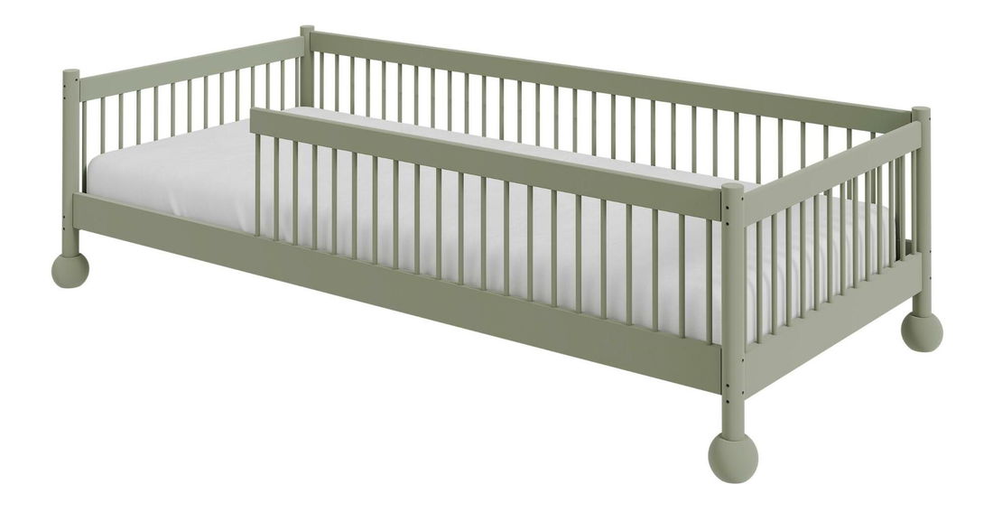 Pat pentru copii 90x200 cm Storsa (verde măsliniu) (cu somieră)
