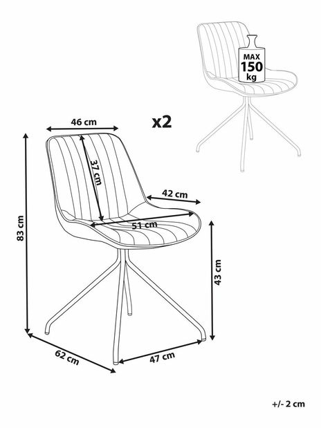 Set 2 ks jedálenských stoličiek Navza (čierna)