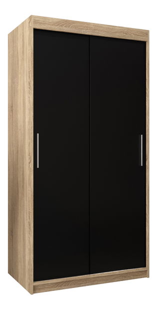 Šatníková skriňa 100 cm Toki (Dub sonoma + Čierna matná)