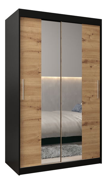 Ormar za garderobu 120 cm Toki 1 (crna mat + hrast artisan)