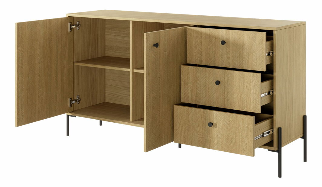 Comodă Scandia 2D3S (Stejar scandi + jedlička scandi)