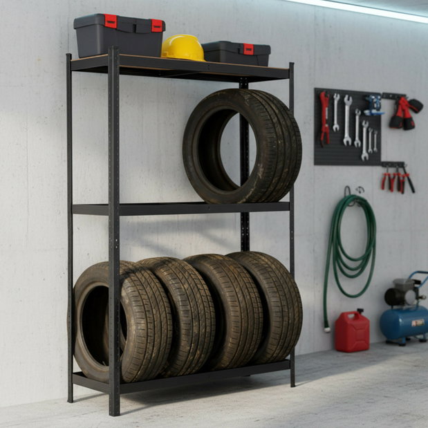 Regál na pneumatiky Garage (čierna)