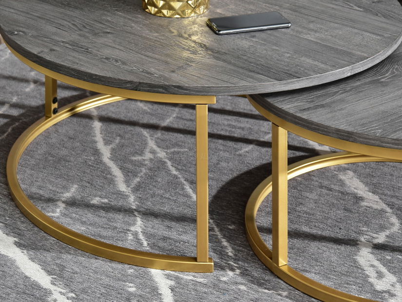 Konferenčný stolík Kolja Zest Xl (sivá + zlatá)