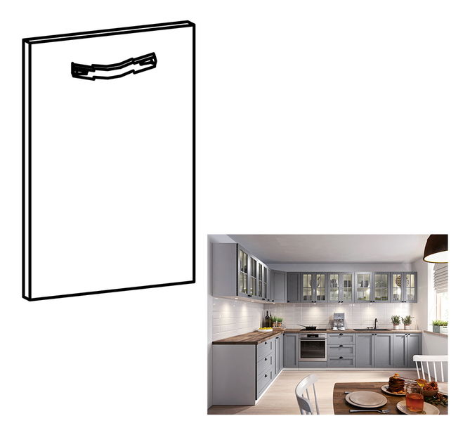 Vrata za ugradbenu perilicu posuđa 59,6x71,3 Lanaya (siva)