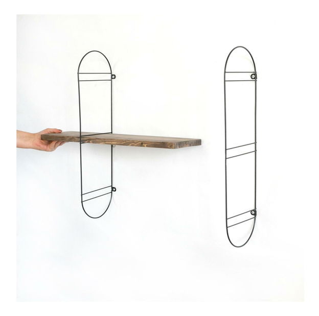 Raft decorativ de perete Duvelo 4 (Nuc + negru) 