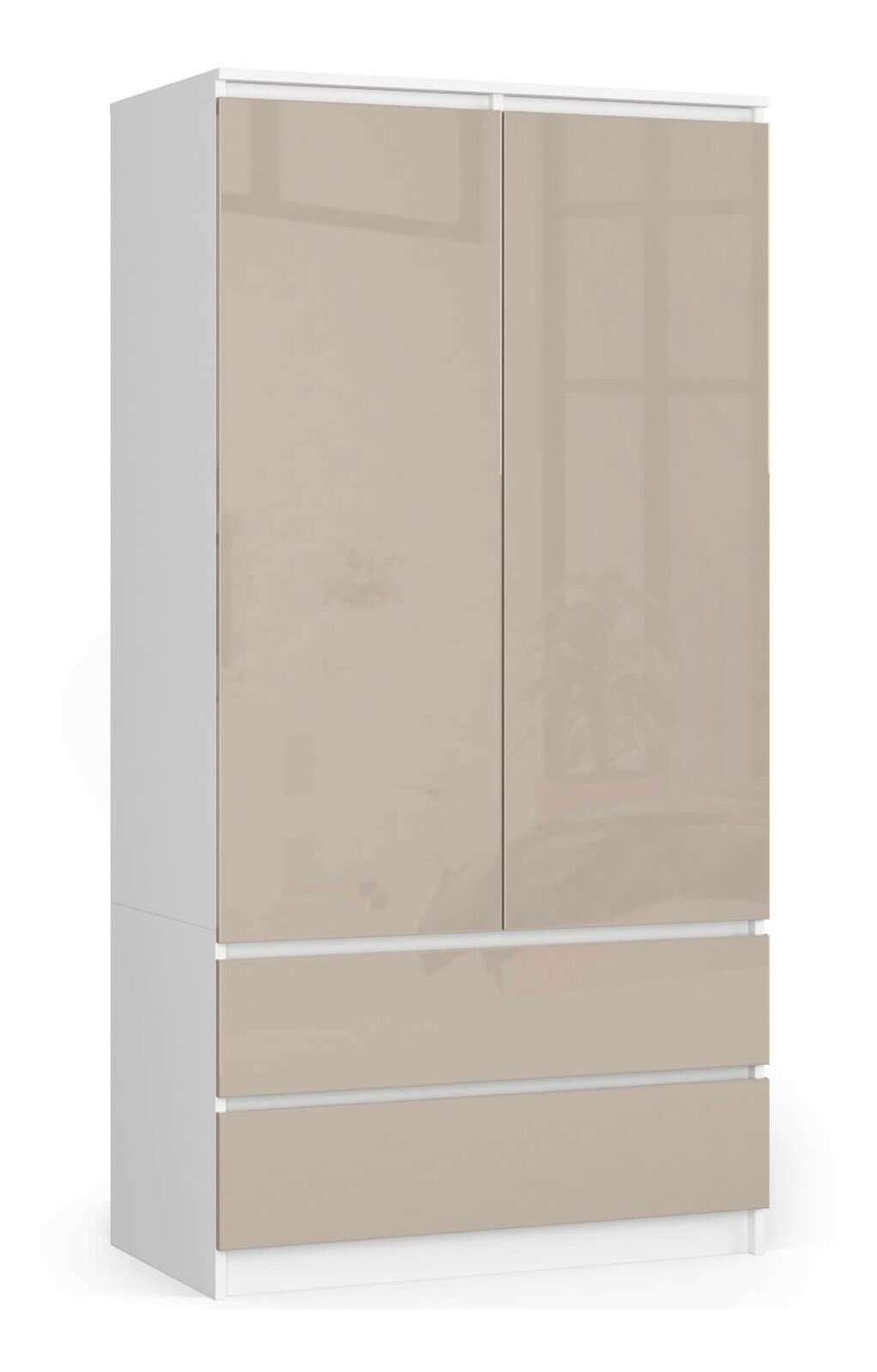 Šatníková skriňa Submarino (biela + lesk cappuccino)