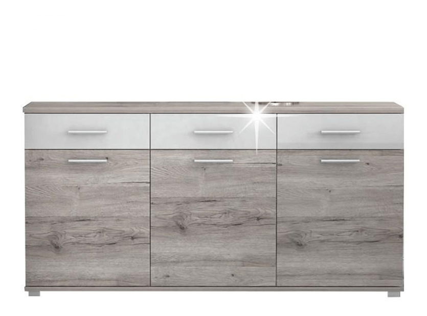 Comodă Rosenea Typ 2 (Stejar canyon + Alb luciu înalt)