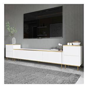 TV asztal/szekrény Mamene 3 (fehér + arany) 