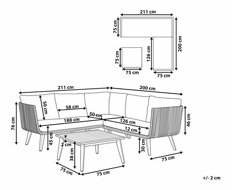 Kutna vrtna sofa Are (bež)