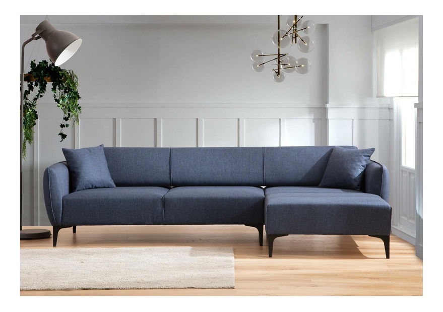 Rohová sedačka Belasemma (P) (modrá + čierna)